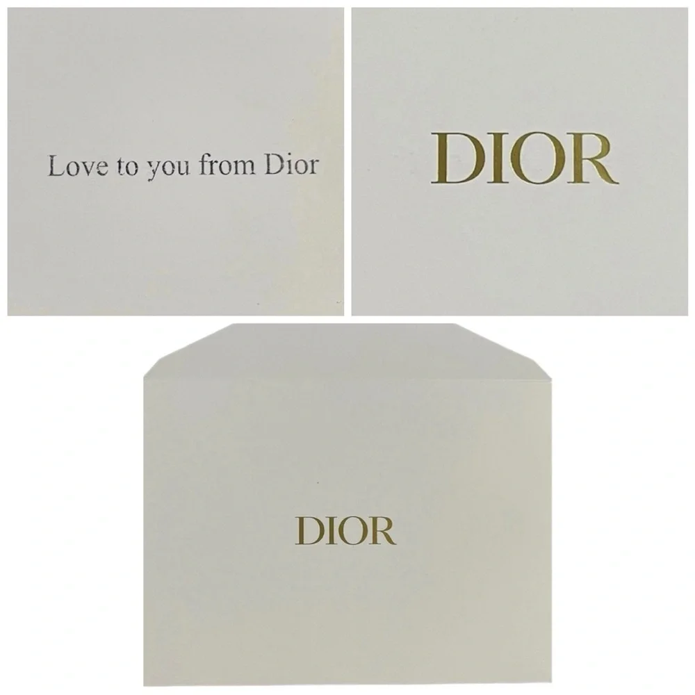 Set of 3 DIOR Authentic White and Gold Gift Note Cards and Envelopes